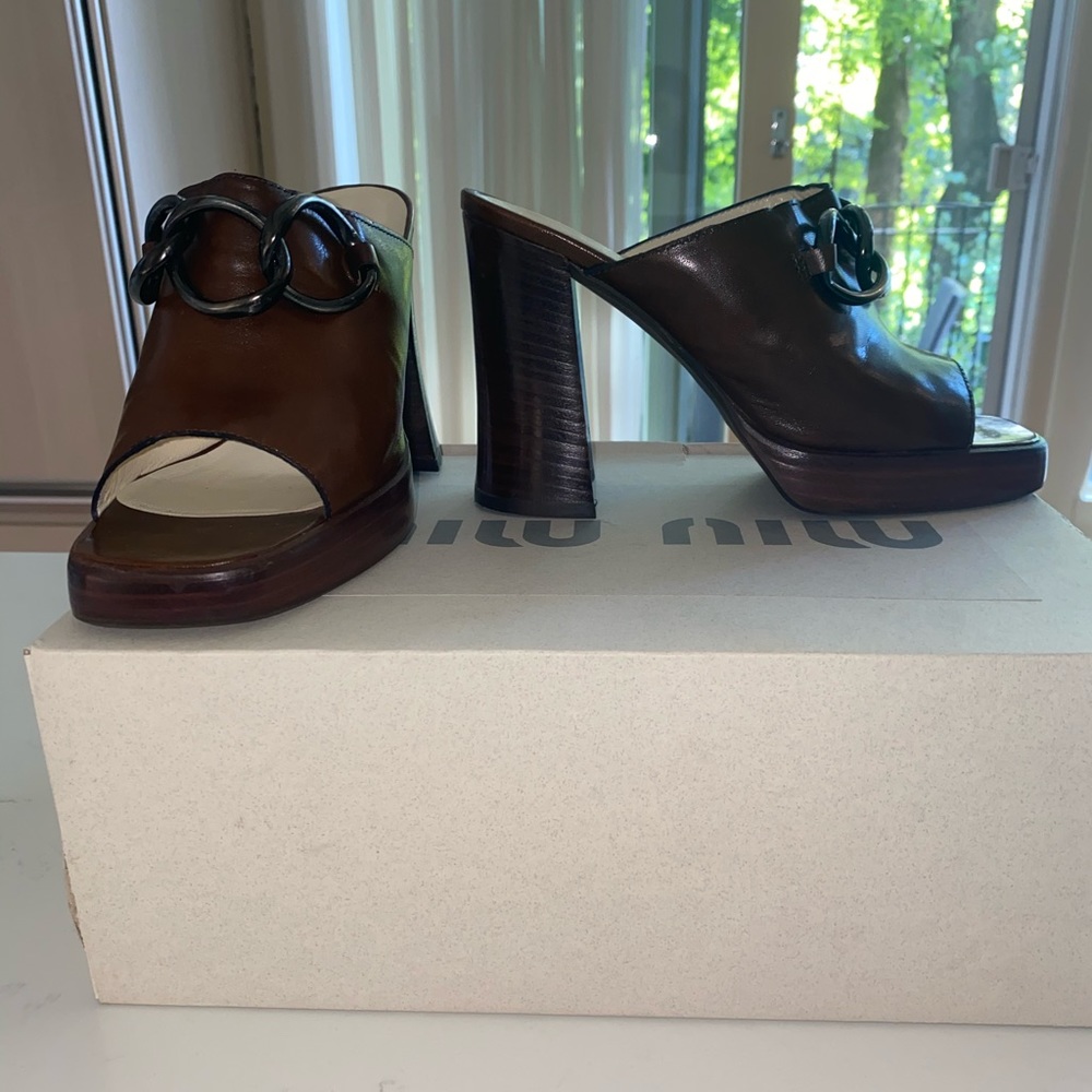 Vintage Brown Miu Miu Mules